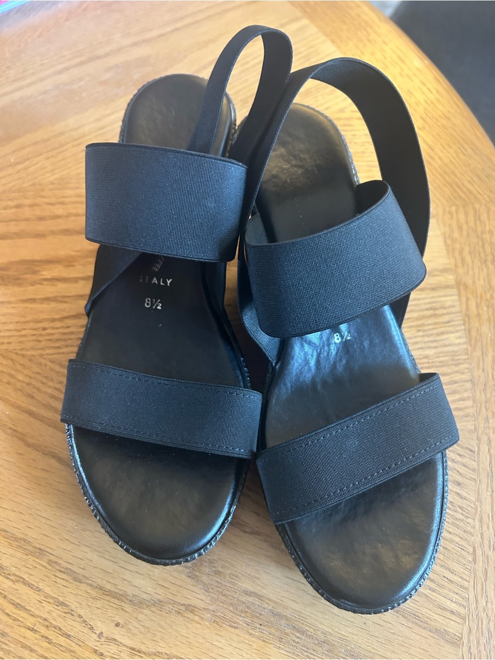 Italian Shoemakers Black Elastic Strap Slingback Sandals